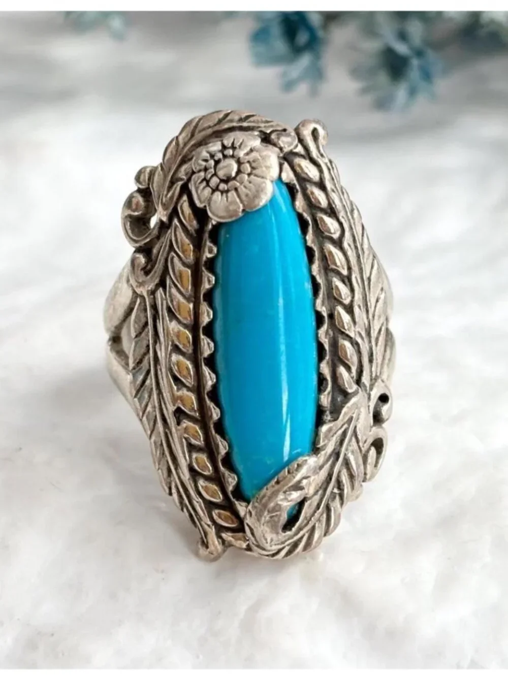 Carolyn Pollack Navajo Turquoise Sterling Silver 925 Vintage Ring - sz 7.75